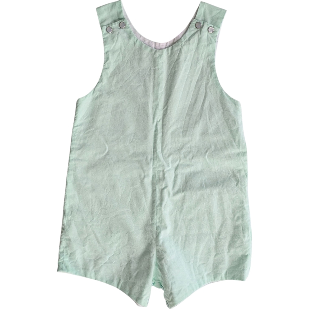 Mint Green Sleeveless Romper With Pearl Snaps